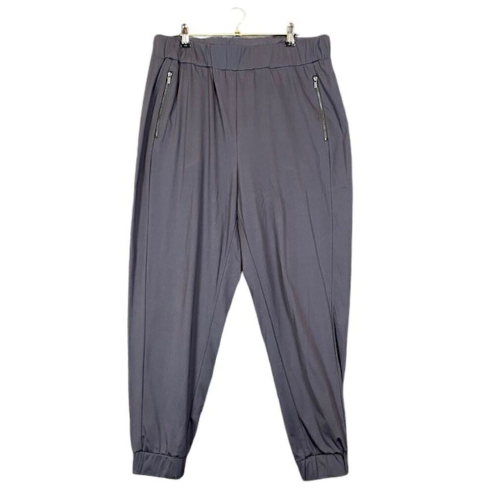 Bagatelle Collection Satin Jogger Navy Blue Zipper Pockets Stretch Size Medium